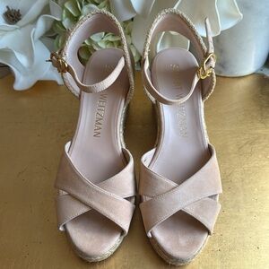 Stuart Weitzman Mirela II Espadrille Wedge in Pink/Adobe  Suede